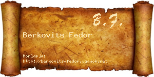 Berkovits Fedor névjegykártya